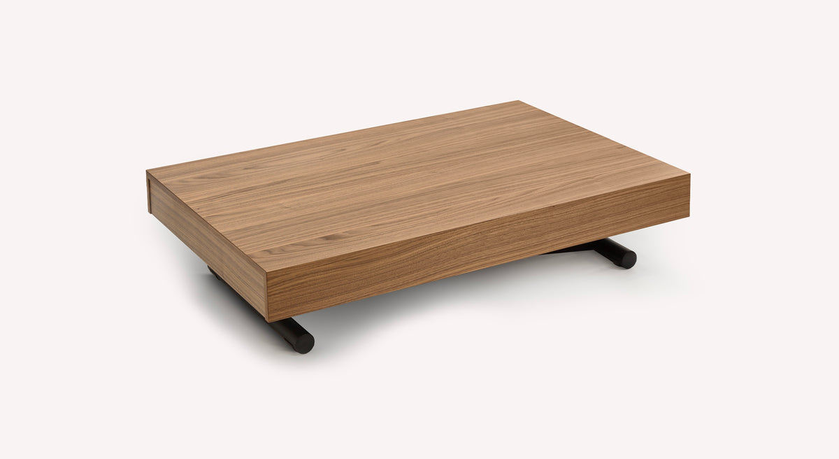Table basse extensible Boston en bois, design moderne avec pieds noirs