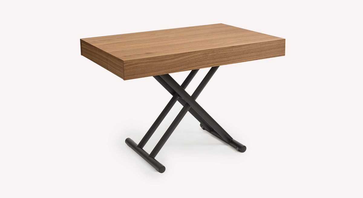 Table extensible Boston avec plateau en bois et pieds en métal croisés