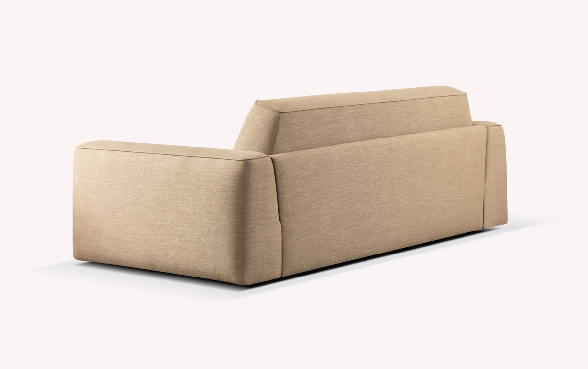 Canapé convertible ONYX +500 tissus & cuirs en tissu beige clair, design moderne et épuré, idéal pour un couchage quotidien avec confort et style.