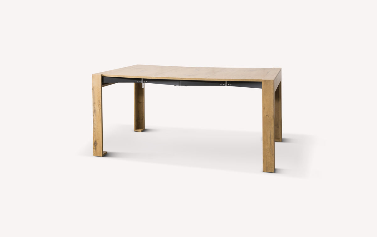 Lot canapé STELLA et table SLIMMY en bois clair, table extensible moderne et élégante adaptée à un espace de vie contemporain.