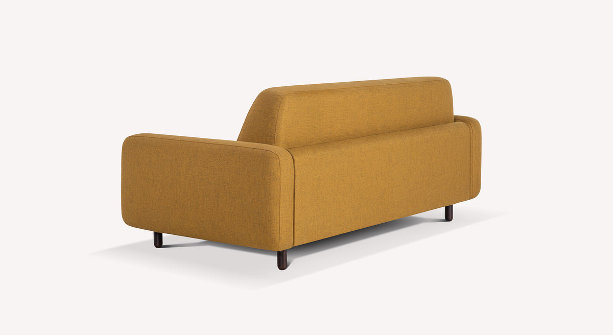 Canapé convertible CLARK Fixe Foster Curcuma en tissu jaune curcuma, design moderne et élégant adapté pour un couchage quotidien.