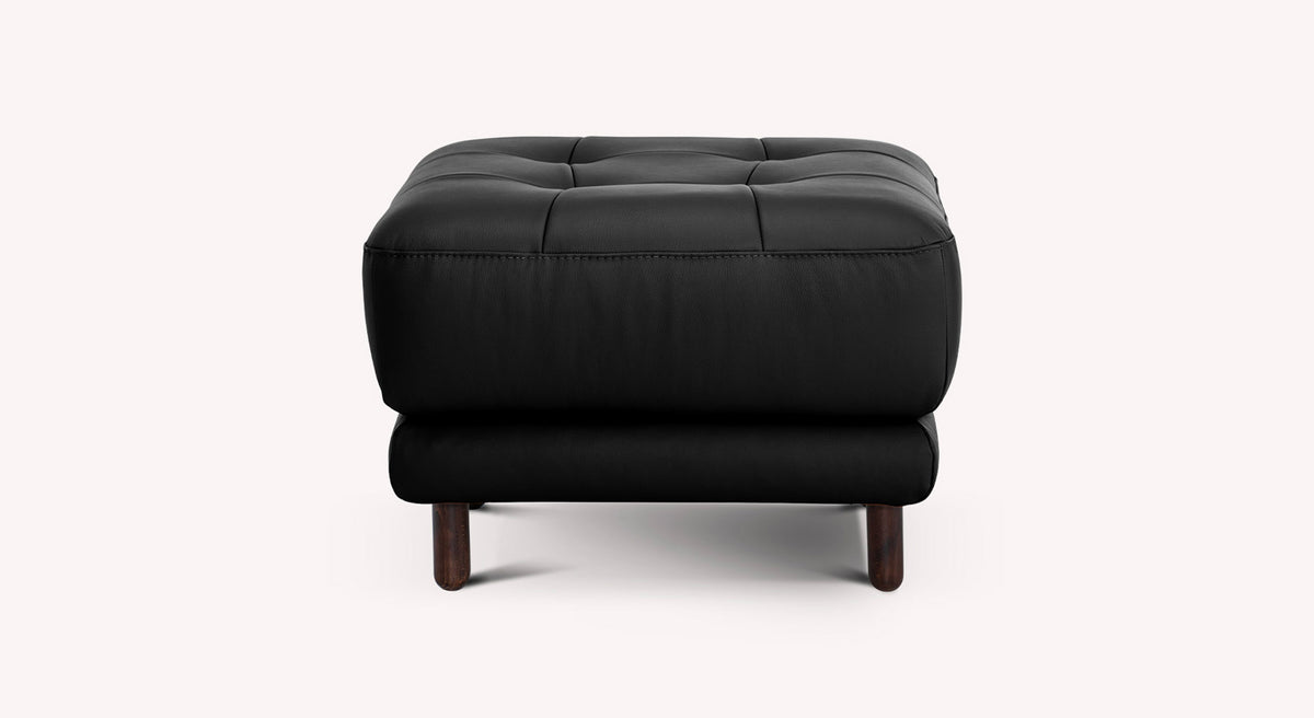 Lot canapé et pouf CLARK Cuir Sidney Noir