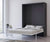 Lit escamotable moderne en finition JOPE Mélaminé Gris, intégré dans un cadre mural élégant, idéal pour optimiser l’espace et offrir un couchage confortable.