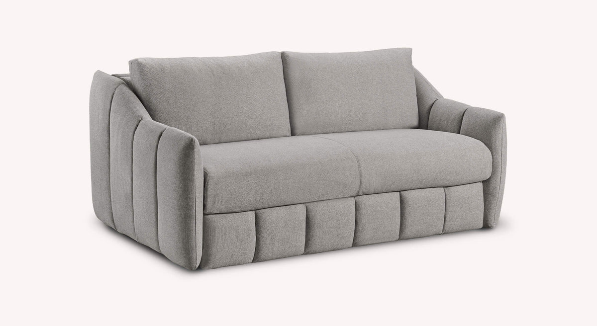 Canapé convertible ERIN Austin Gris en tissu gris clair, style moderne avec assise et dossiers confortables, adapté pour un couchage quotidien.