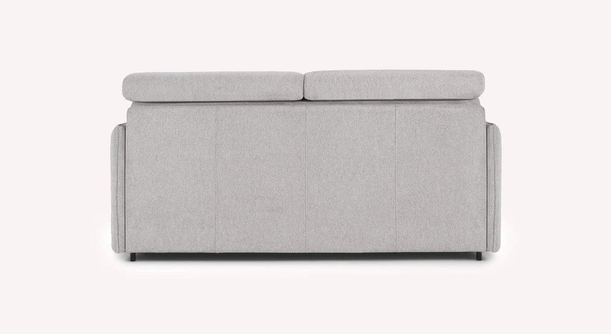 Canapé convertible Tania Aragon perle, vue arrière, tissu gris clair