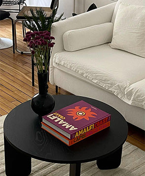 Zoom table basse et canapé blanc lapp