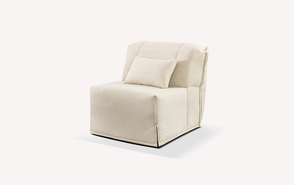 Banquette BZ Simone en tissu Florence lin, couleur beige, avec coussin assorti