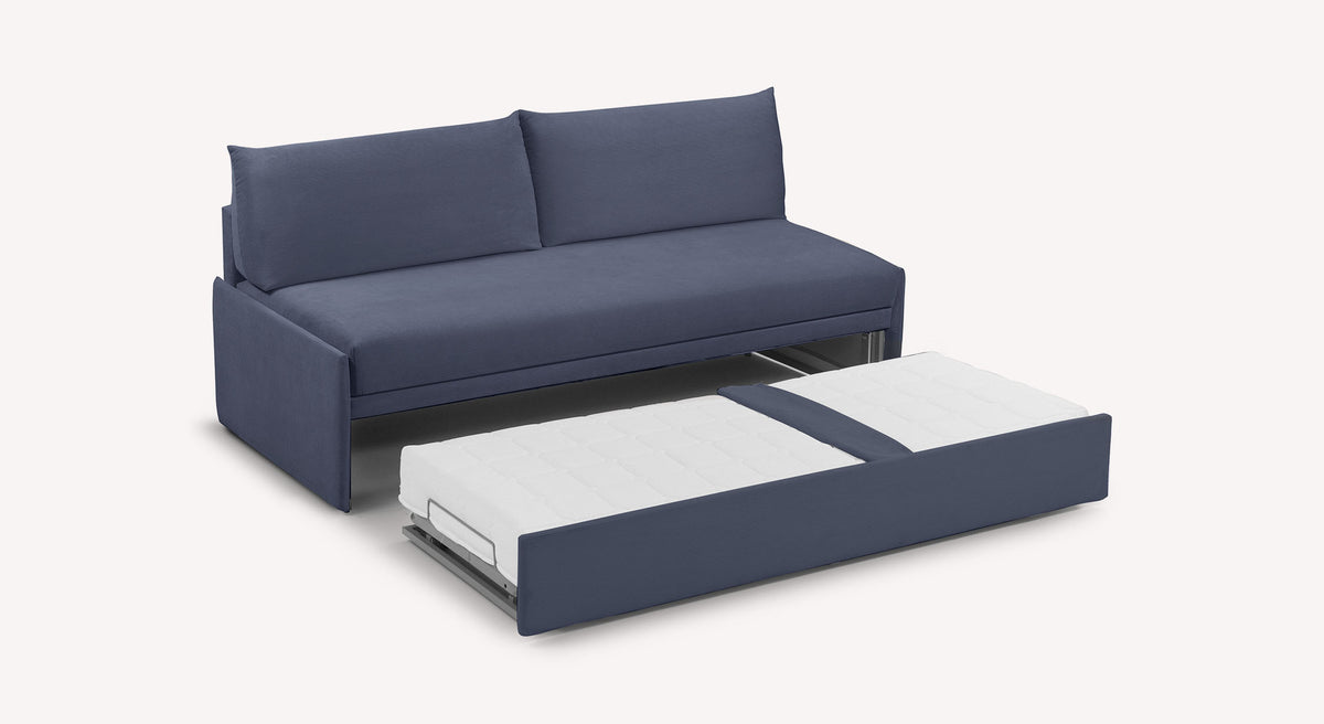 Canapé-lit bleu Gaia Teatro Ocean avec matelas déplié, design moderne et fonctionnel