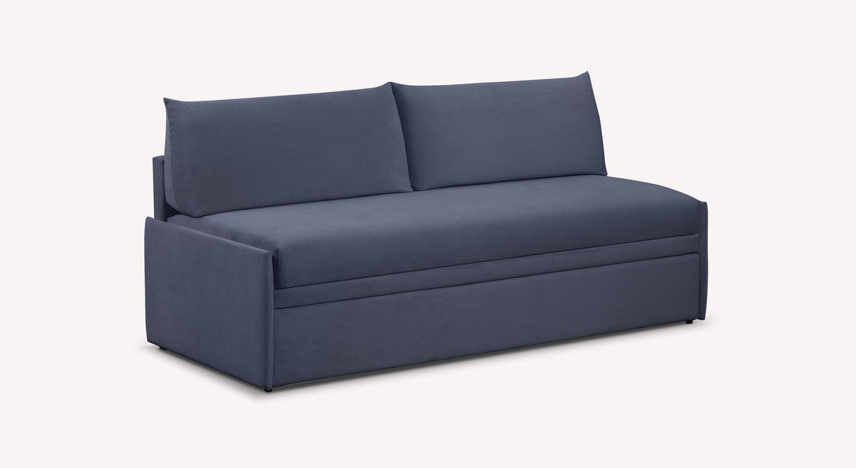Canapé Gaia en tissu Teatro Ocean, design moderne et épuré, couleur bleu foncé