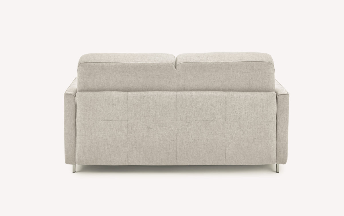 Canapé convertible JIMMY Foster Ivoire en tissu clair, design moderne avec assise confortable et dossier rembourré, idéal pour un couchage quotidien élégant.