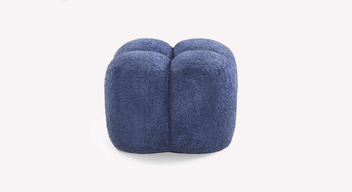 Pouf bleu en tissu Sogno 702 Ocean, design Mama, forme carrée avec surface texturée