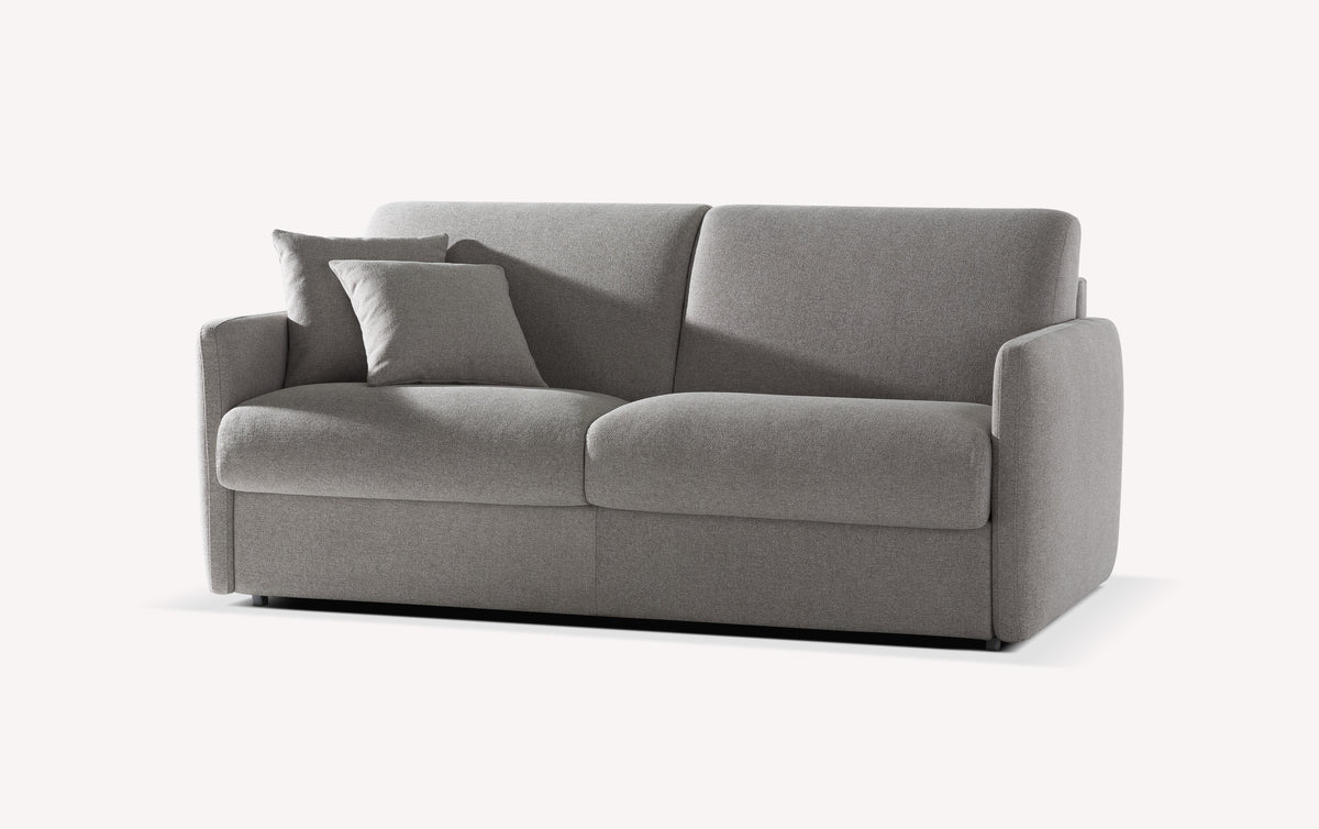 Canapé convertible New Azura en tissu gris, design moderne avec coussins assortis