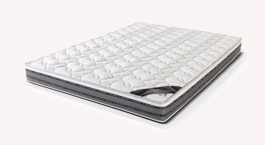 Matelas ORIGINE blanc avec surface matelassée offrant un confort optimal pour un couchage quotidien, adapté aux canapés convertibles et lits escamotables.