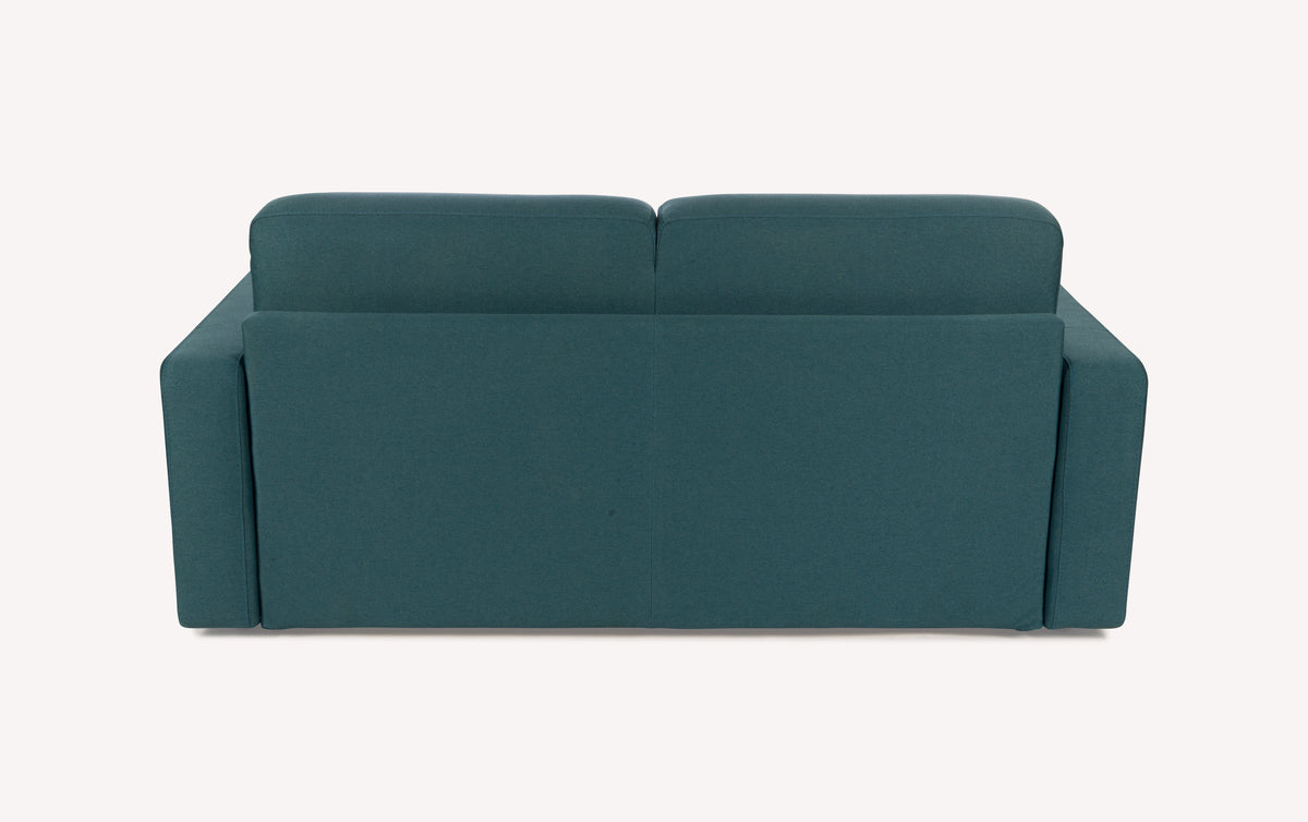 Canapé convertible en tissu Luna couleur lagon, vu de dos