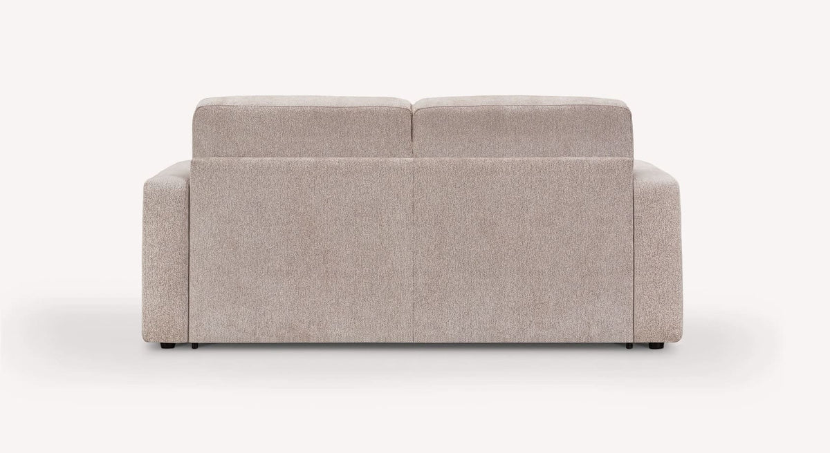 Canapé convertible WILL Misterio Brume de dos en tissu gris clair avec design moderne et lignes épurées, idéal pour un couchage quotidien confortable.