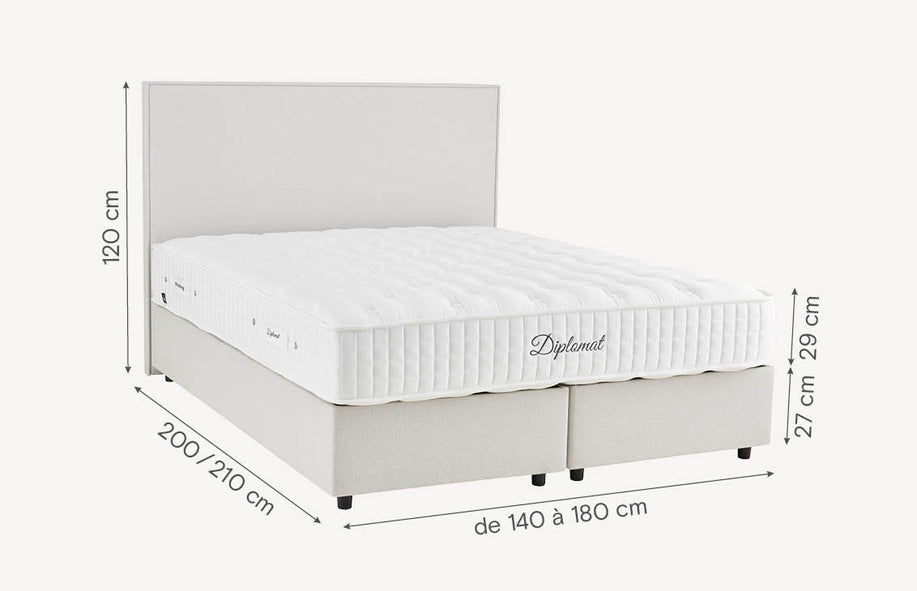 Pack lit coffre, matelas et tête de lit NINA Queens Beige-1