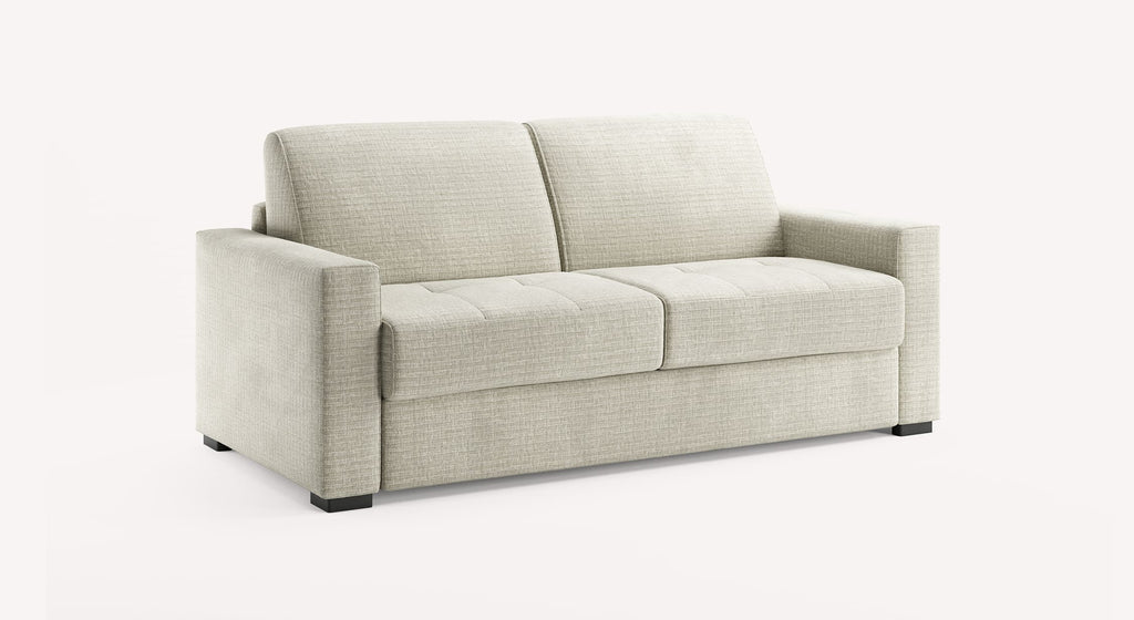 Canapé convertible beige avec assise matelassée, design moderne et épuré, idéal pour un couchage quotidien nommé HUNTER Paradox Crème.