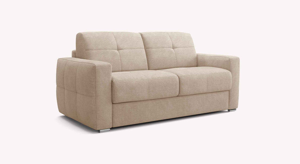 Canapé convertible SONY Aragon Ivoire en tissu beige clair avec lignes modernes et confort adapté pour un couchage quotidien.